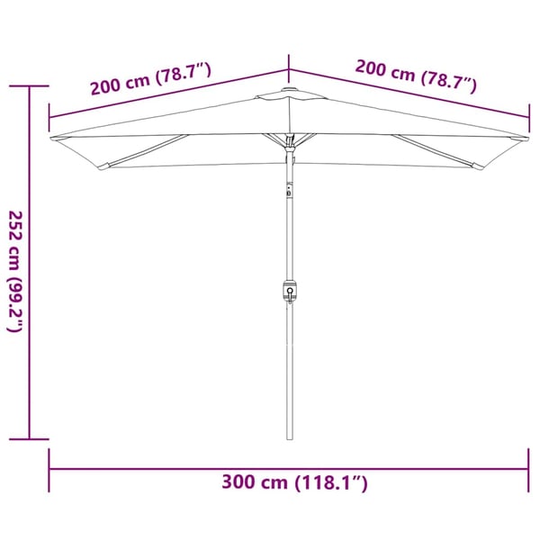 vidaXL parasol med metalstang 300x200 cm antracitgrå