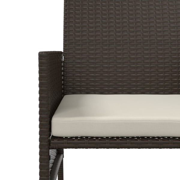 vidaXL 2-personers havesofa med bord og skamler polyrattan brun