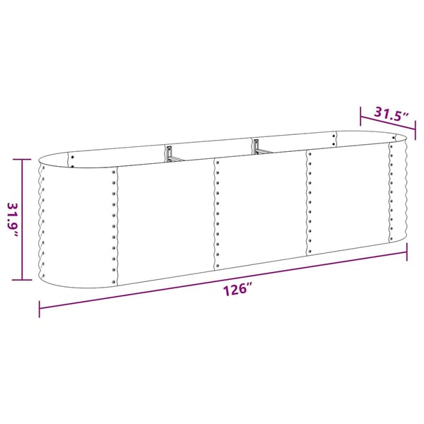 vidaXL Korotettu kukkalaatikko 320x80x81 cm galvanoitu teräs hopea