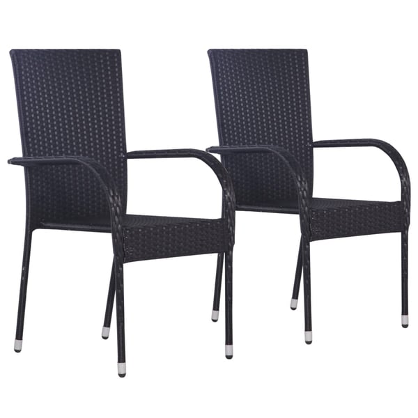 vidaXL stabelbare havestole 2 stk. polyrattan sort