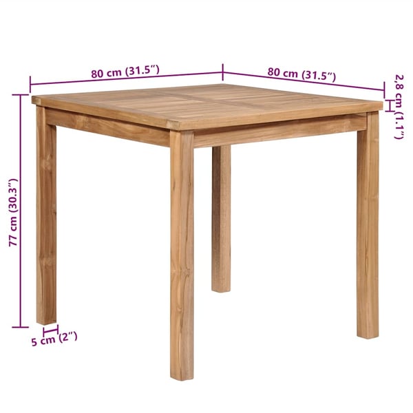 vidaXL Hagebord 80x80x77 cm heltre teak