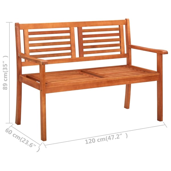 vidaXL 2-istuttava Puutarhapenkki 120 cm eukalyptuspuu