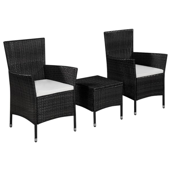 vidaXL Caféset 3 delar konstrotting svart