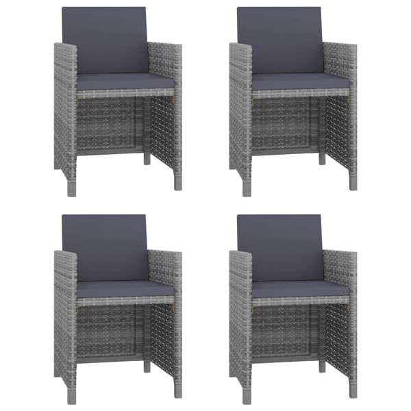 vidaXL udendørs spisebordssæt 5 dele med hynder polyrattan grå