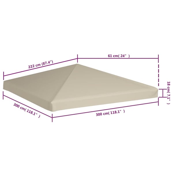 vidaXL Toppduk til paviljong 310 g/m² 3x3 m beige