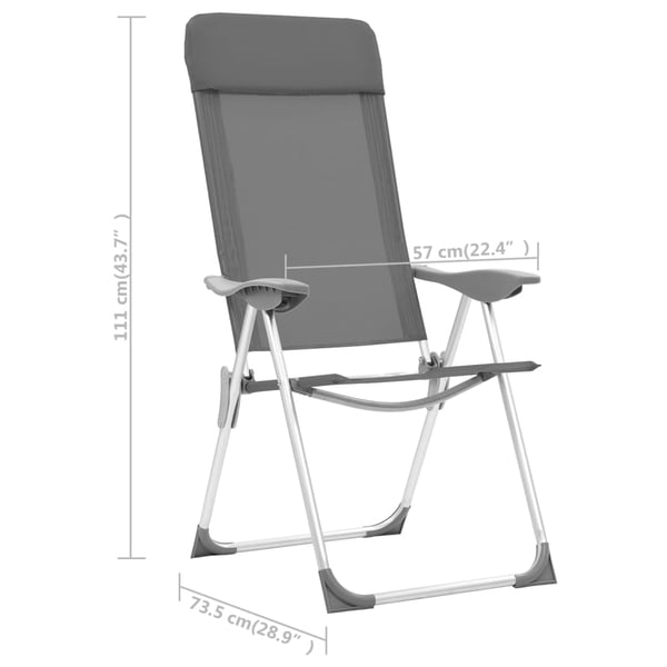 vidaXL foldbare campingstole 4 stk. aluminium grå