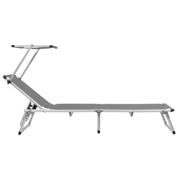 vidaXL foldbar liggestol med tag aluminium og textilene grå