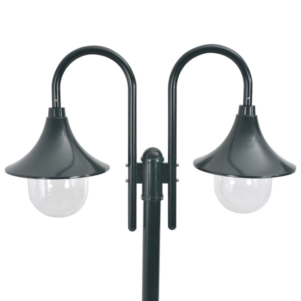 vidaXL Hagelyktestolpe E27 220 cm aluminium 2 lamper mørkegrønn