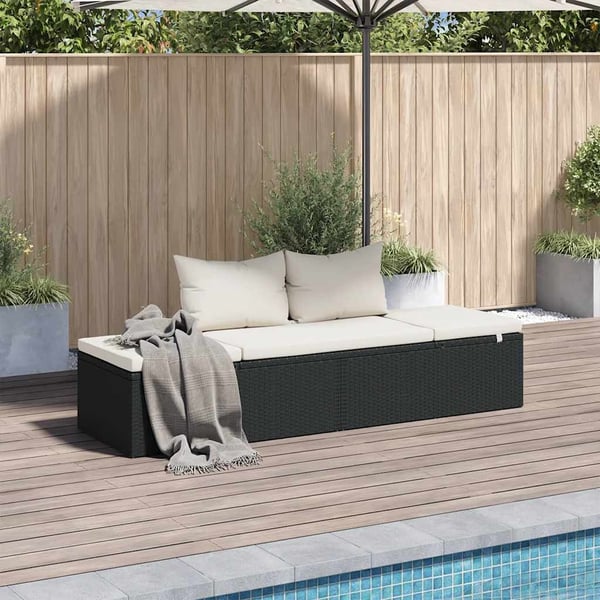 vidaXL solseng sort 195 x 60 cm polyrattan
