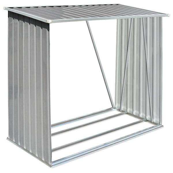 vidaXL brændeskur til haven galvaniseret stål 163 x 83 x 154 cm grå