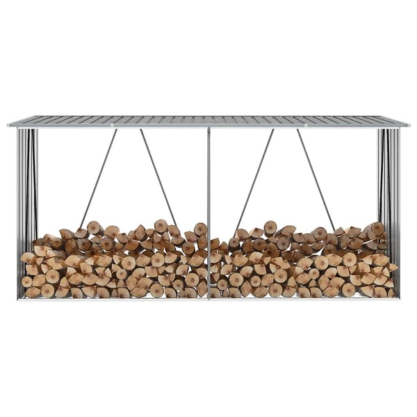 vidaXL Vedskjul galvanisert stål 330x84x152 cm grå