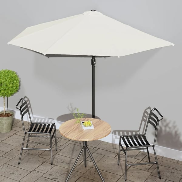vidaXL balkonparasol med aluminumsstang sandfarvet 300 x 155 cm halv