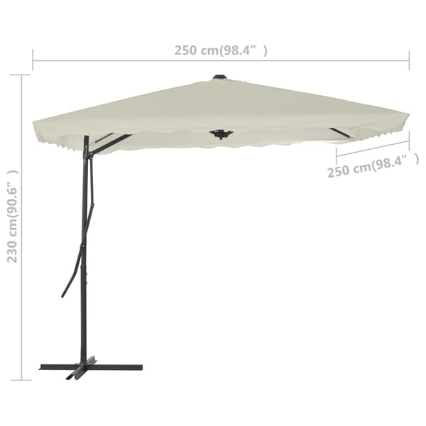 vidaXL Parasoll med stålstang 250x250 cm sand