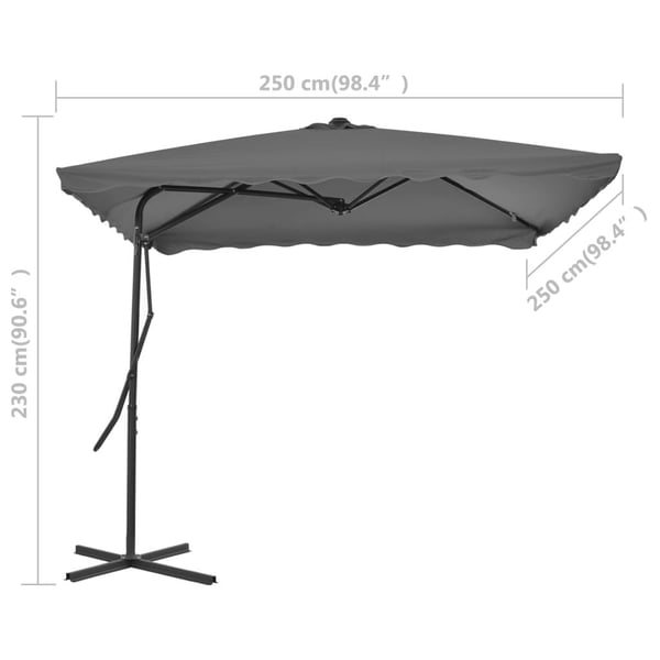 vidaXL Parasoll med stålstang 250x250 cm antrasitt