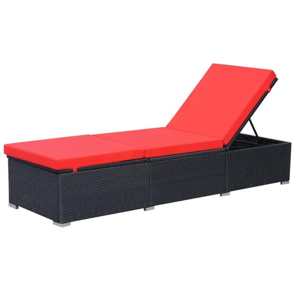vidaXL liggestol med hynde polyrattan sort