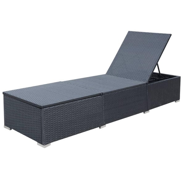 vidaXL liggestol med hynde polyrattan sort