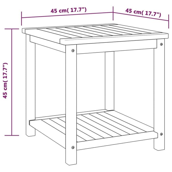 vidaXL Sidebord heltre akasie 45x45x45 cm