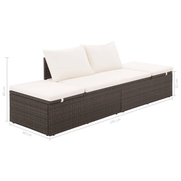 vidaXL solseng brun 195 x 60 cm polyrattan