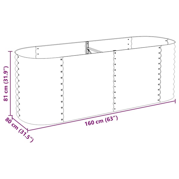 vidaXL Høybed 240x80x81 cm galvanisert stål sølv