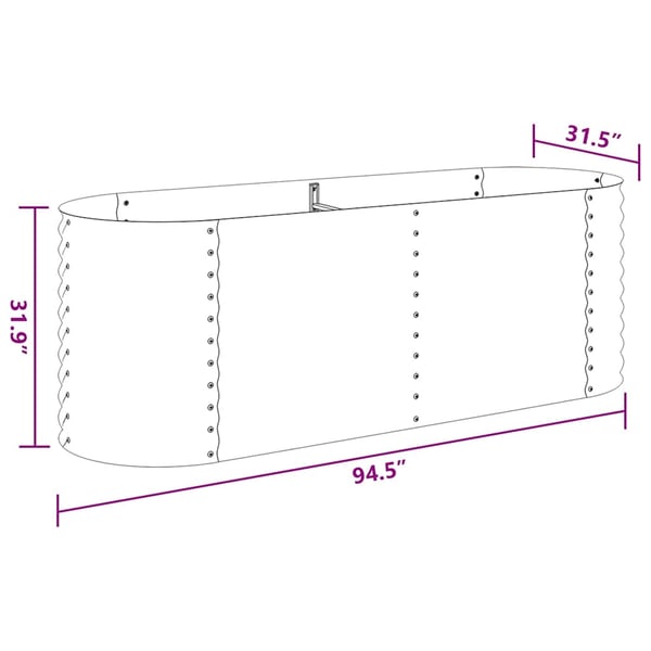 vidaXL Høybed 240x80x81 cm galvanisert stål sølv