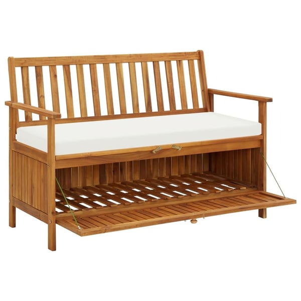vidaXL opbevaringsbænk til haven massivt akacietræ XL 120 x 63 x 84 cm