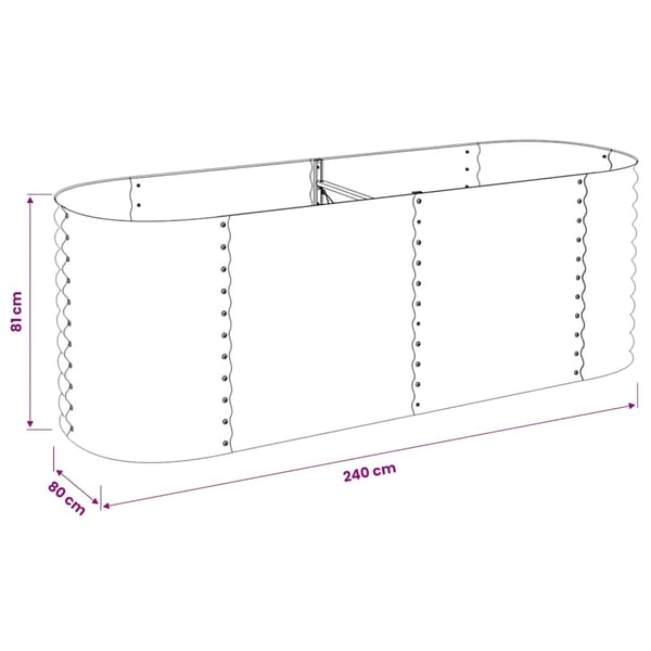 vidaXL Høybed 240x80x81 cm galvanisert stål grå