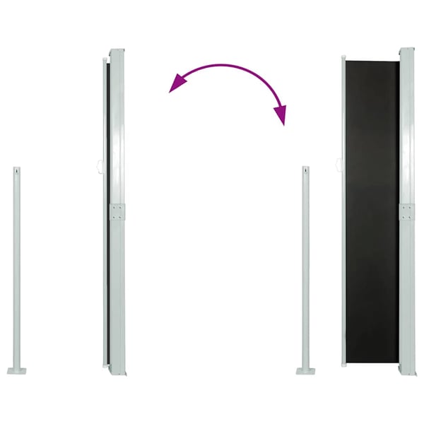 vidaXL sammenrullelig sidemarkise 160 x 500 cm sort
