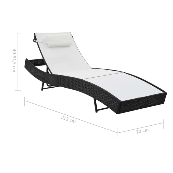 vidaXL liggestole 2 stk. med bord polyrattan og textilene sort