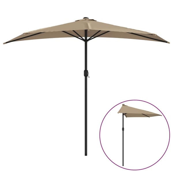 vidaXL Balkongparasoll med aluminiumsstang gråbrun 270x144 cm halv