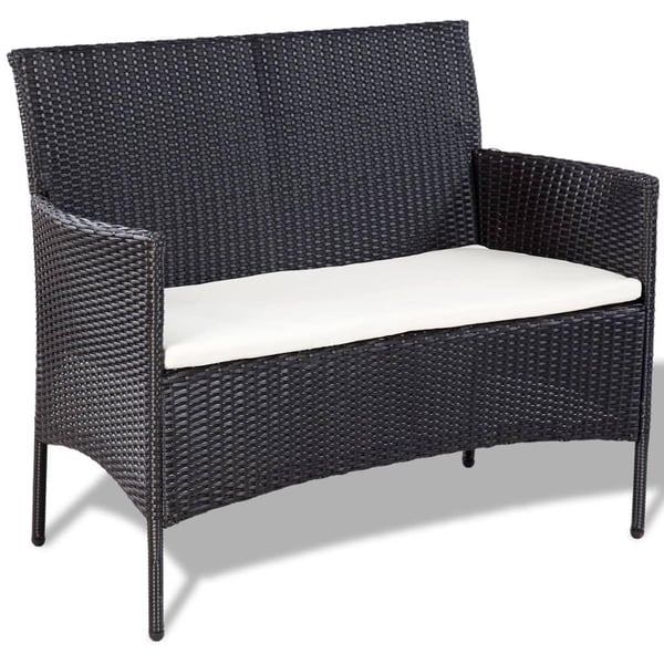 vidaXL haveloungesæt 4 dele med hynder polyrattan sort