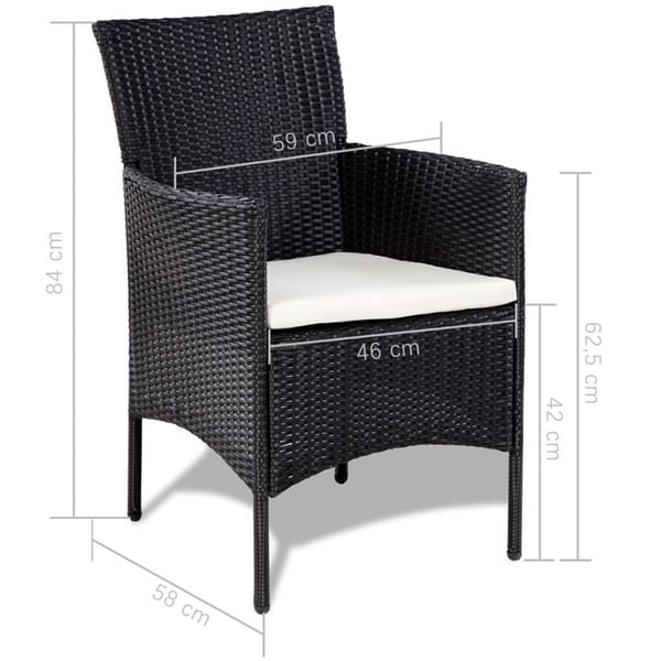 vidaXL haveloungesæt 4 dele med hynder polyrattan sort