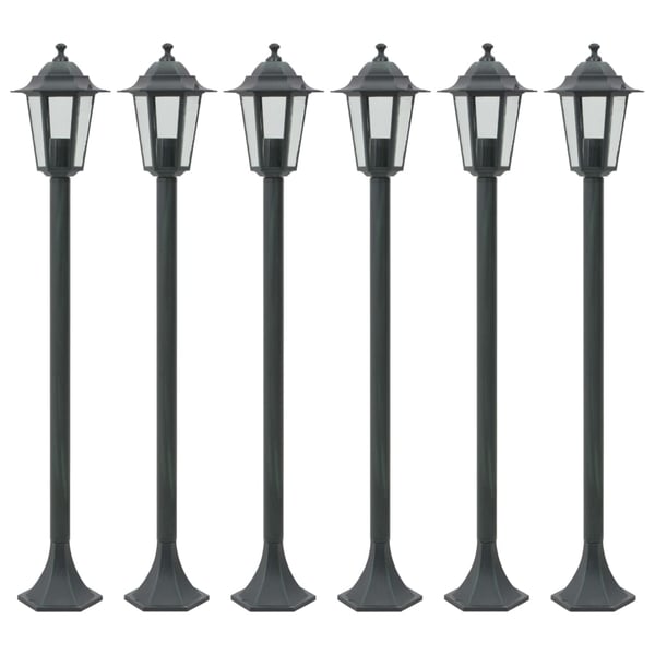 vidaXL havestolpelamper 6 stk. E27 110 cm aluminium mørkegrøn