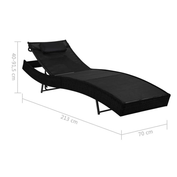 vidaXL liggestol med pude polyrattan sort