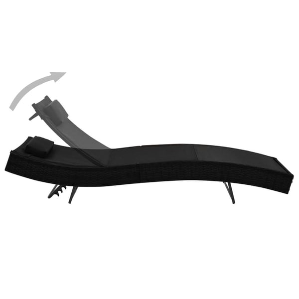 vidaXL liggestol med pude polyrattan sort