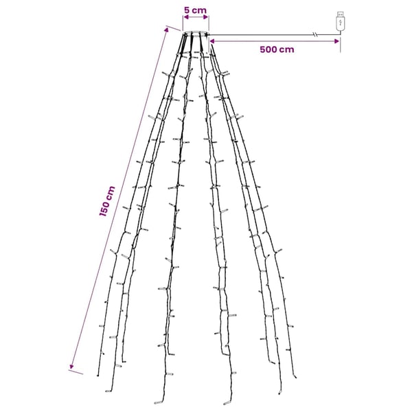 vidaXL Juletrelys med 150 lysdioder 150 cm