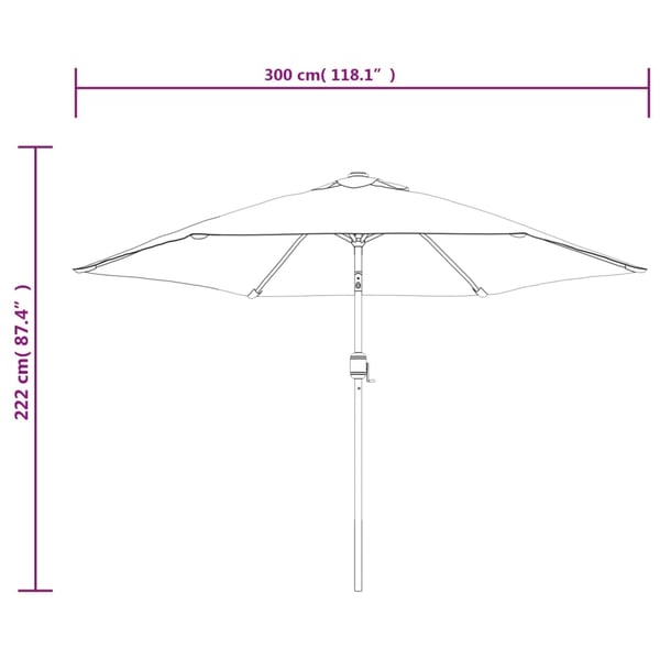 vidaXL Parasoll med metallstang 300 cm gråbrun