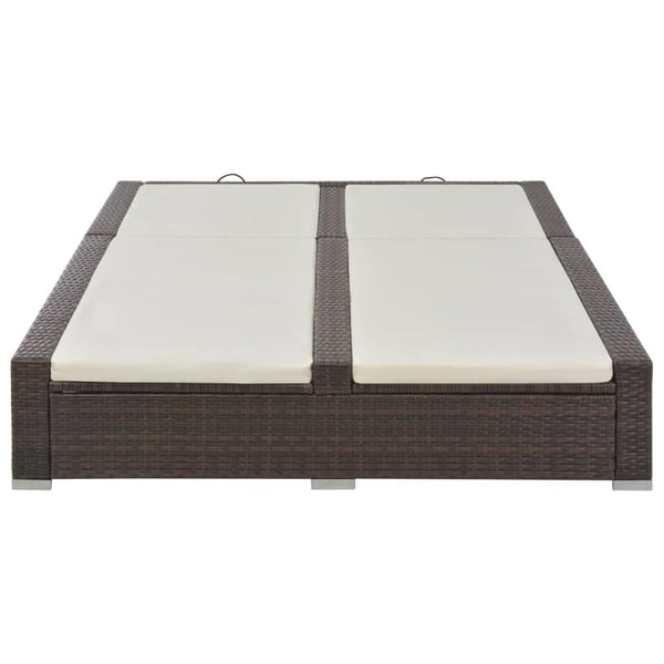 vidaXL dobbelt liggestol polyrattan brun