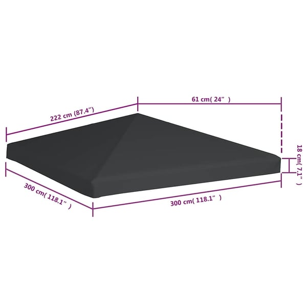 vidaXL Huvimajan katto 310 g / m² 3x3 m harmaa