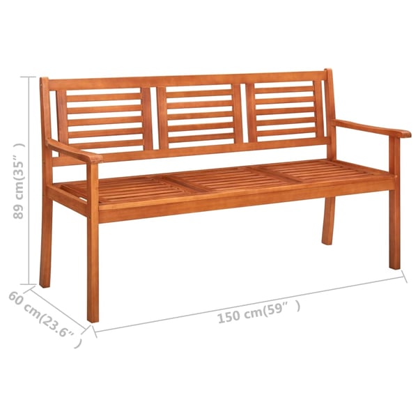 vidaXL 3-seters hagebenk 150 cm heltre eukalyptus