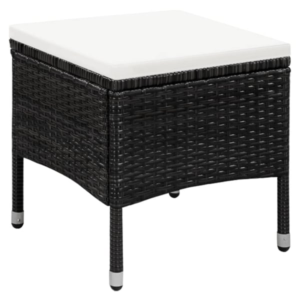 vidaXL havestol og skammel med hynde polyrattan sort