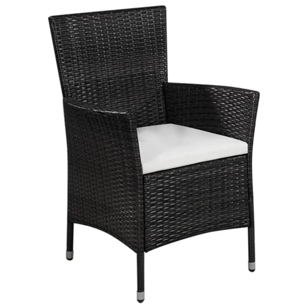 vidaXL havestol og skammel med hynde polyrattan sort