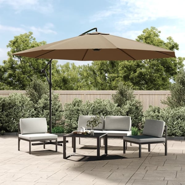 vidaXL hængeparasol 350 cm aluminiumstang gråbrun