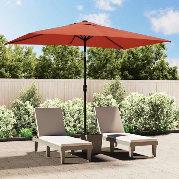 vidaXL udendørs parasol med metalstang 300 x 200 cm terracottafarvet