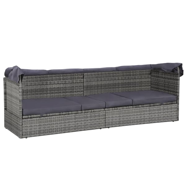 vidaXL solseng med baldakin brun 205 x 62 cm polyrattan