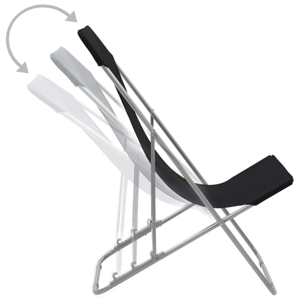 vidaXL foldbare strandstole 2 stk. stål og oxfordstof sort