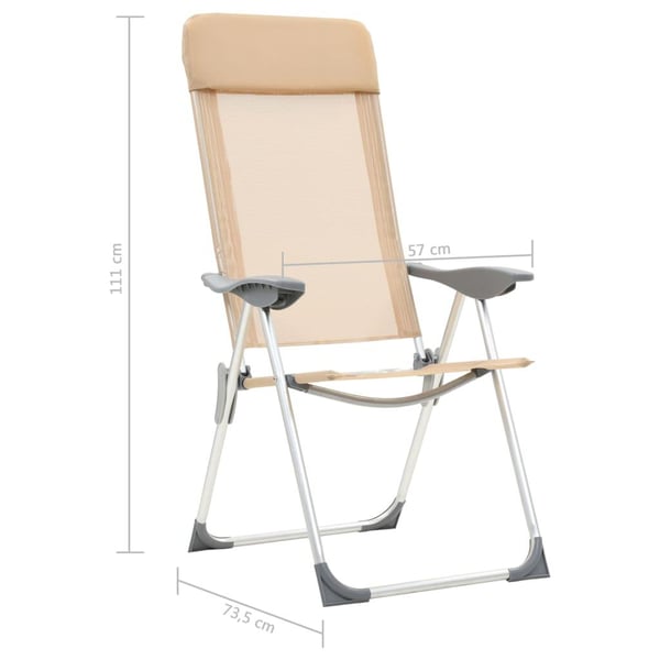 vidaXL foldbare campingstole 2 stk. aluminium cremefarvet