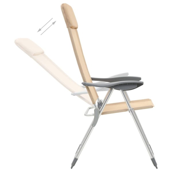 vidaXL foldbare campingstole 2 stk. aluminium cremefarvet