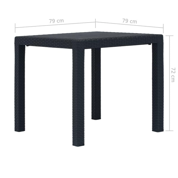 vidaXL Hagebord 79x79x72 cm plast rottingdesign antrasitt