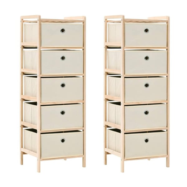 vidaXL Oppbevaringshyller 2 stk med 5 stoffkurver beige sedertre
