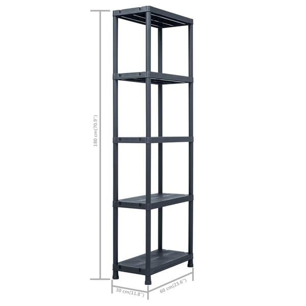 vidaXL Oppbevaringshylle 2 stk svart 125 kg 60x30x180 cm plast